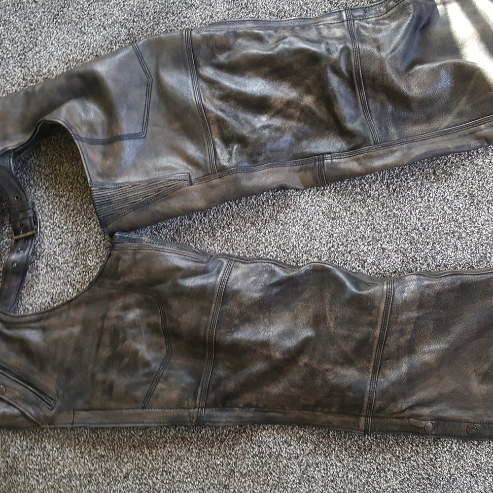 Distressed lined brown chaps